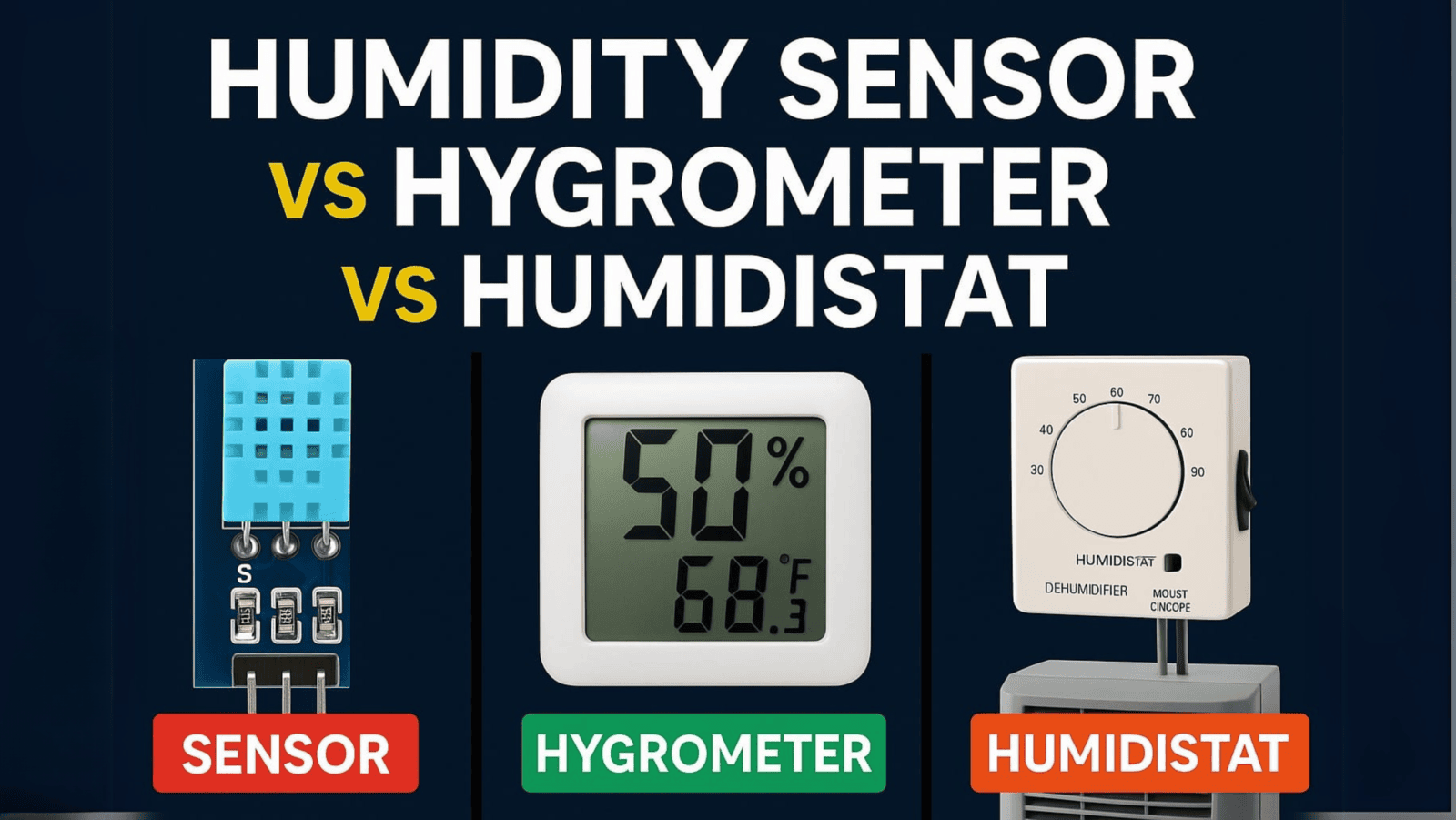 What’s the Difference?  Humidity Sensor vs. Hygrometer vs. Humidistat!!